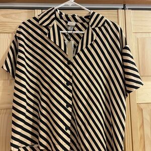 Nordstrom Black and Cream Striped Button Down Shirt